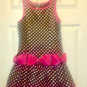 Little girl dress black polka dot